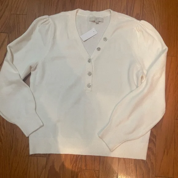 Loft Jeweled Button Sweater - Picture 3 of 9